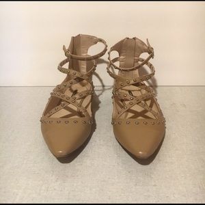 Zara Taupe/Tan Studded Flats